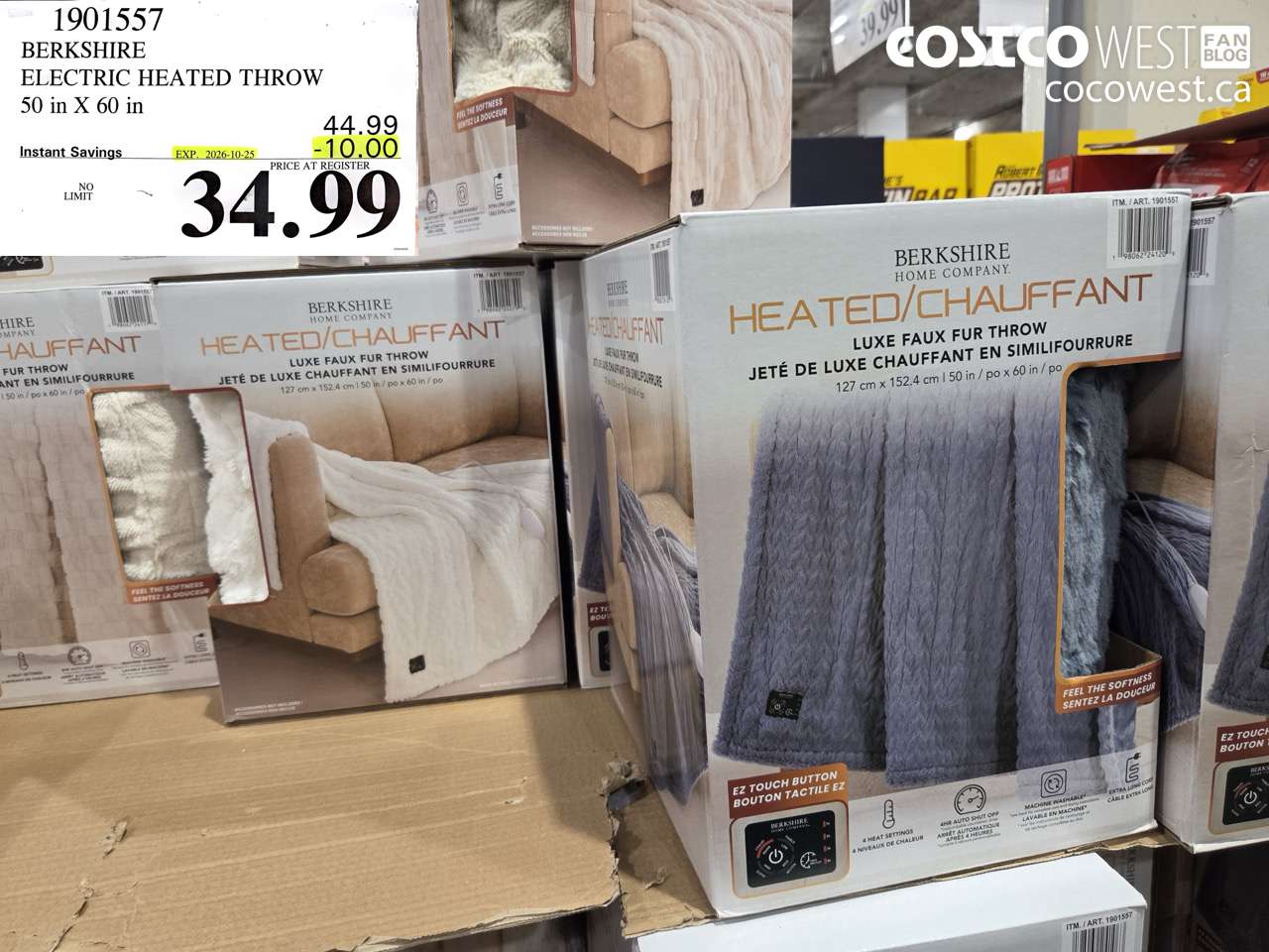 1901557 BERKSHIRE ELECTRIC HEATED THROW 50 IN X 60 IN ($10.00 INSTANT SAVINGS EXPIRES ON 2026-10-25) $34.99
