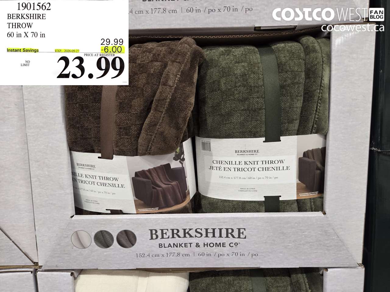 1901562 BERKSHIRE THROW 60 IN X 70 IN ($6.00 INSTANT SAVINGS EXPIRES ON 2026-09-27) $23.99