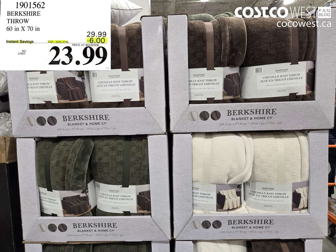 1901562 BERKSHIRE THROW 60 IN X 70 IN ($6.00 INSTANT SAVINGS EXPIRES ON 2026-10-04) $23.99