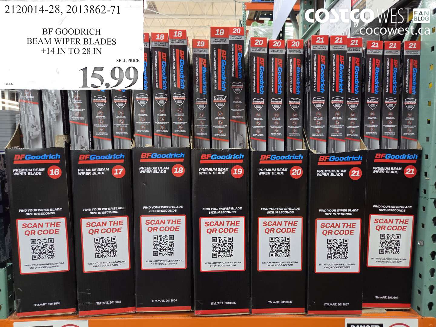 2120014 BF GOODRICH BEAM WIPER BLADES 14 IN TO 28 IN $15.99