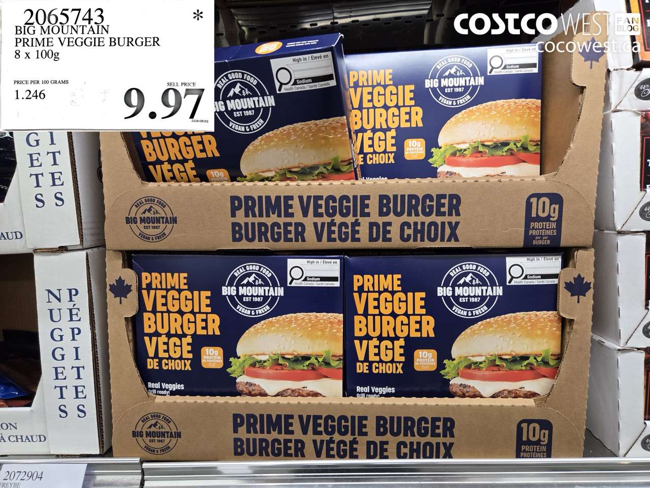 2065743 BIG MOUNTAIN PRIME VEGGIE BURGER 8 X 100G $9.97