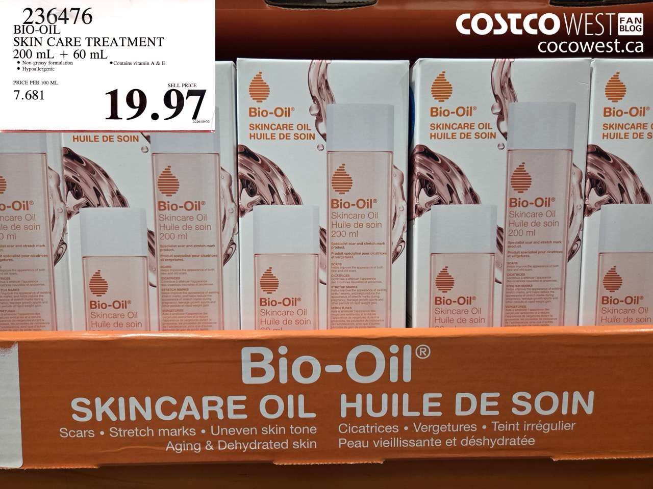 236476 BIO-OIL SKIN CARE TREATMENT 200 ML + 60 ML $19.97