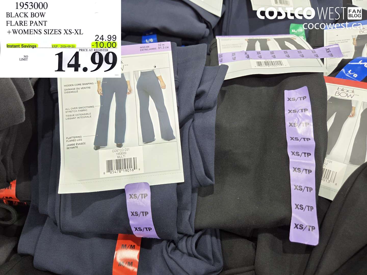1953000 BLACK BOW FLARE PANT WOMENS SIZES XS-XL ($10.00 INSTANT SAVINGS EXPIRES ON 2026-09-20) $14.99