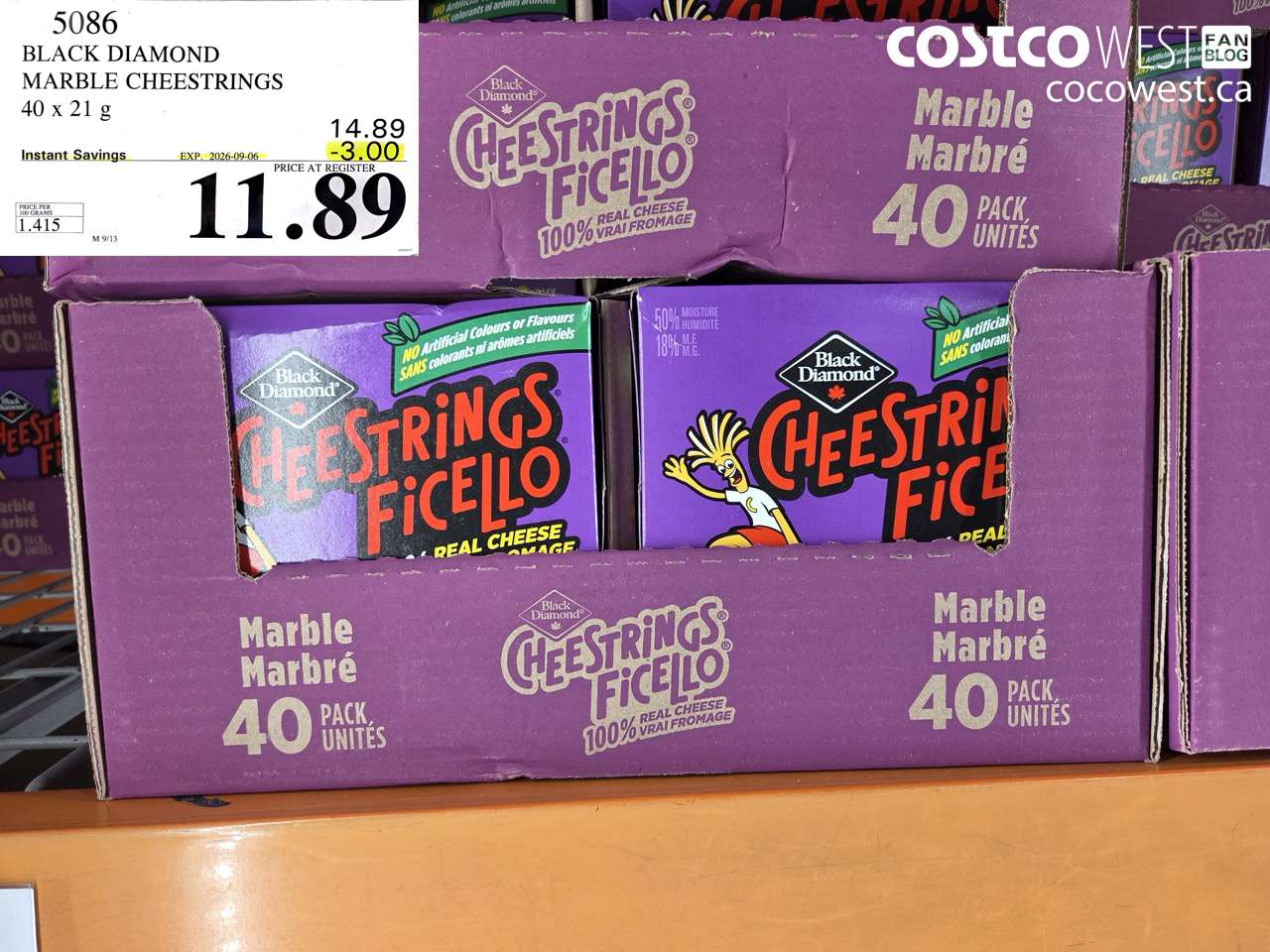 5086 BLACK DIAMOND MARBLE CHEESESTRINGS 40 X 21 G ($3.00 INSTANT SAVINGS EXPIRES ON 2026-09-06) $11.89