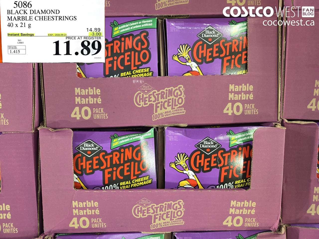 5086 BLACK DIAMOND MARBLE CHEESTRINGS 40 X 21 G ($3.00 INSTANT SAVINGS EXPIRES ON 2026-09-23) $11.89