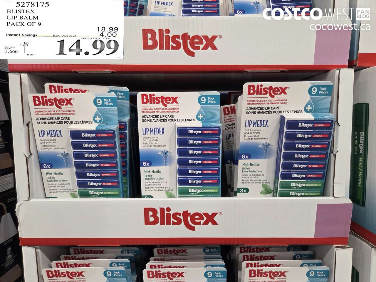 5278175 BLISTEX LIP BALM PACK OF 9 ($4.00 INSTANT SAVINGS EXPIRES ON 2026-10-25) $14.99