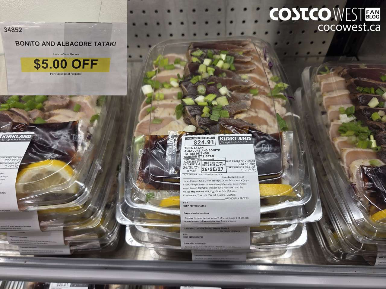 34852 BONITO AND ALBACORE TATAKI ($5.00 INSTANT SAVINGS)
