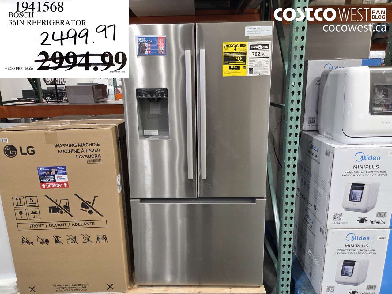 1941568 BOSCH 36IN REFRIGERATOR $2499.97