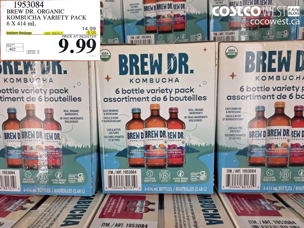 1953084 BREW DR. ORGANIC KOMBUCHA VARIETY PACK 6 X 414 ML ($5.00 INSTANT SAVINGS EXPIRES ON 2026-09-27) $9.99