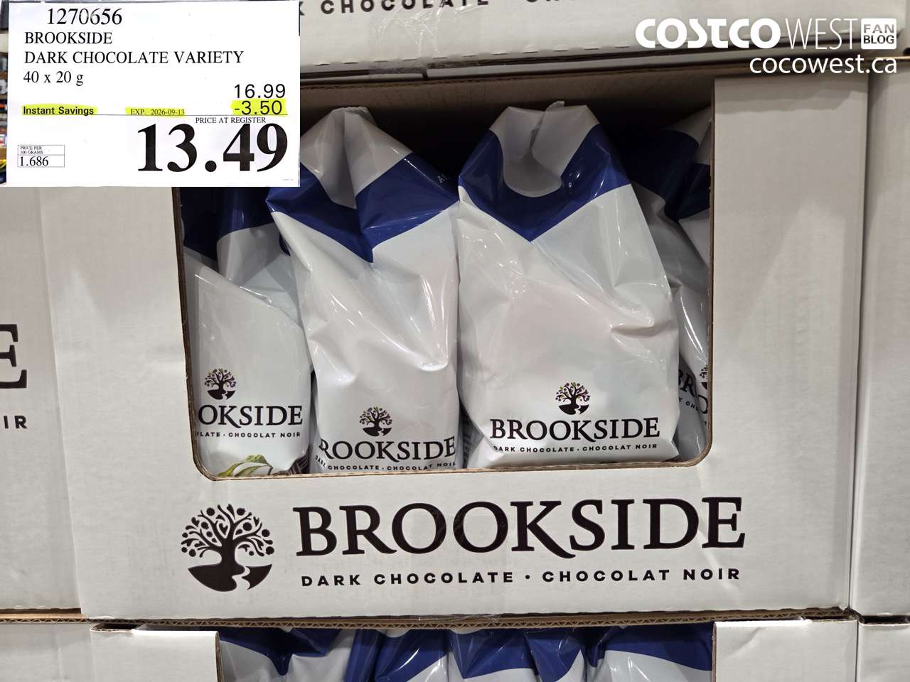 1270656 BROOKSIDE DARK CHOCOLATE VARIETY 40 X 20 G ($3.50 INSTANT SAVINGS EXPIRES ON 2026-09-13) $13.49