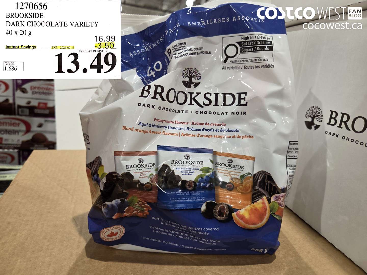 1270656 BROOKSIDE DARK CHOCOLATE VARIETY 40 X 20 G ($3.50 INSTANT SAVINGS EXPIRES ON 2026-09-13) $13.49