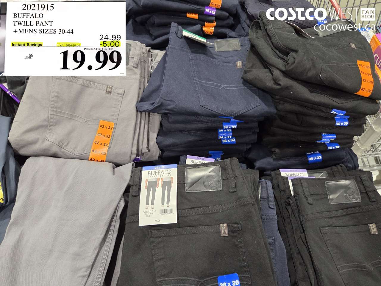 2021915 BUFFALO TWILL PANT + MENS SIZES 30-44 ($5.00 INSTANT SAVINGS EXPIRES ON 2026-10-04) $19.99