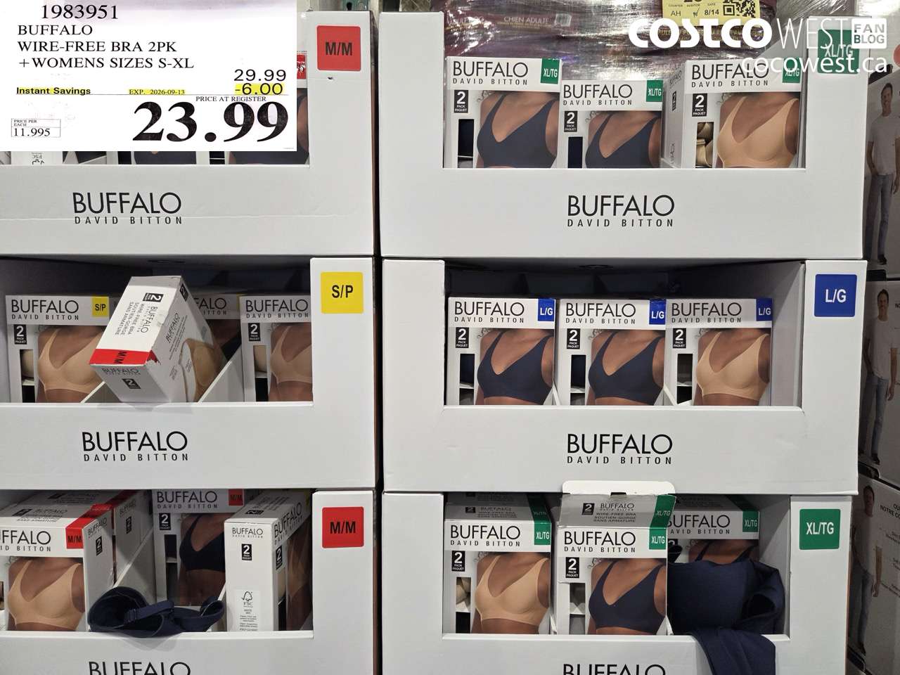 1983951 BUFFALO WIRE-FREE BRA 2PK WOMENS SIZES S-XL ($6.00 INSTANT SAVINGS EXPIRES ON 2026-09-13) $23.99