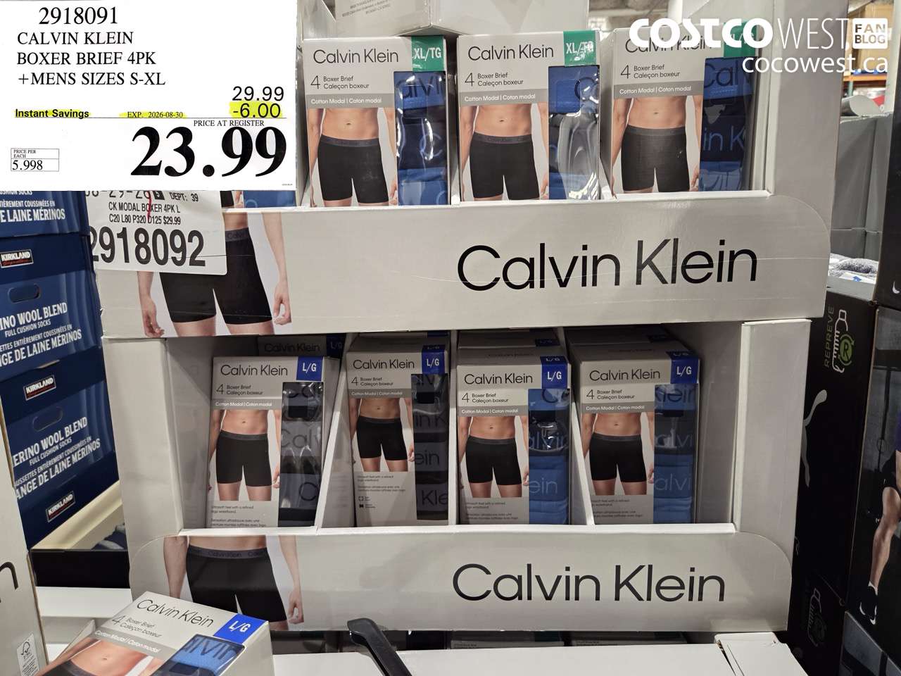2918091 CALVIN KLEIN BOXER BRIEF 4PK +MENS SIZES S-XL ($6.00 INSTANT SAVINGS EXPIRES ON 2026-08-30) $23.99