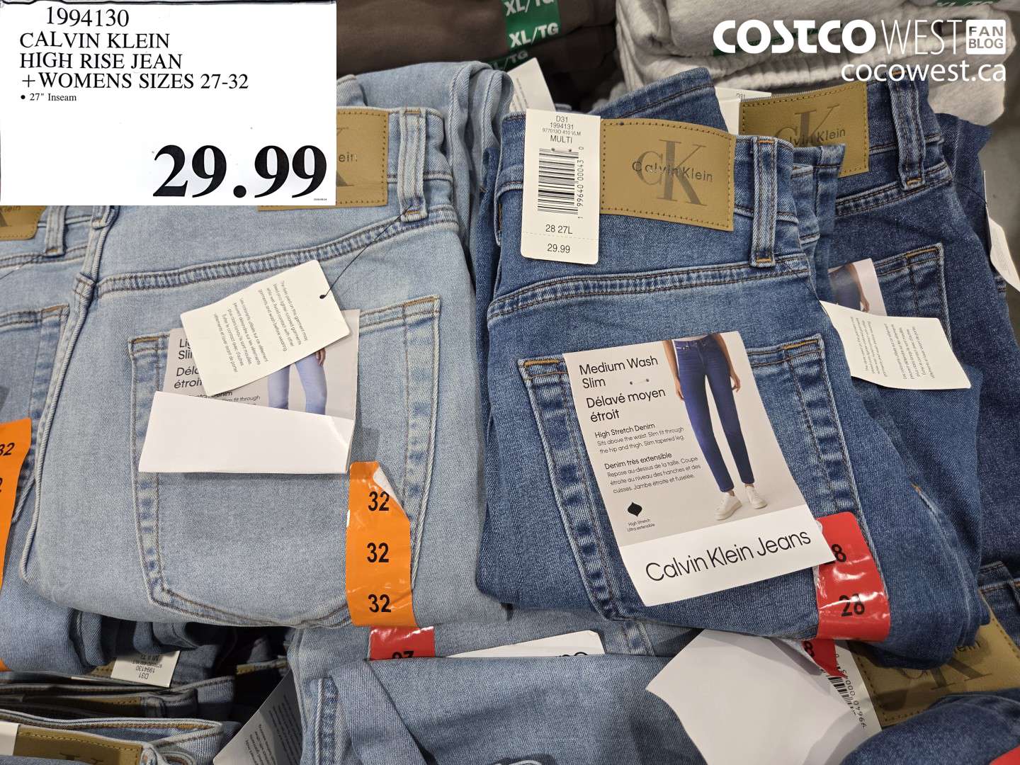 1994130 CALVIN KLEIN HIGH RISE JEAN WOMENS SIZES 27-32 $29.99