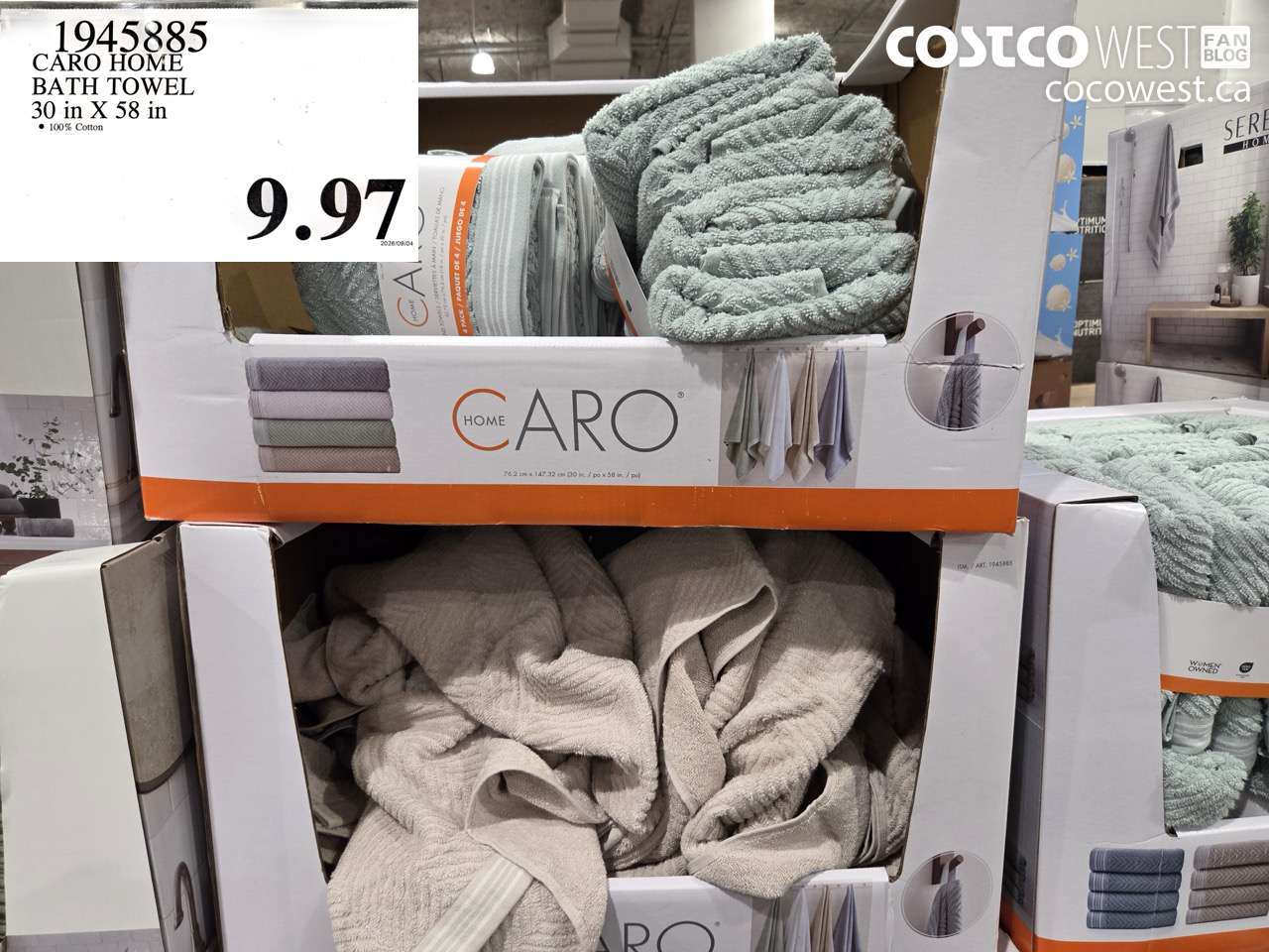 1945885 CARO HOME BATH TOWEL 30 IN X 58 IN $9.97