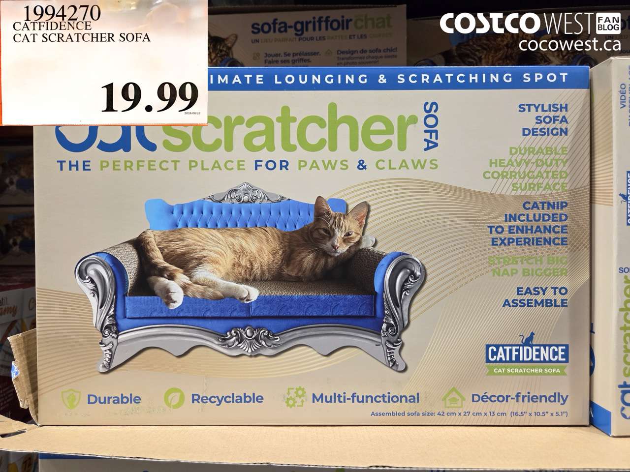 1994270 CATFIDENCE CAT SCRATCHER SOFA $19.99