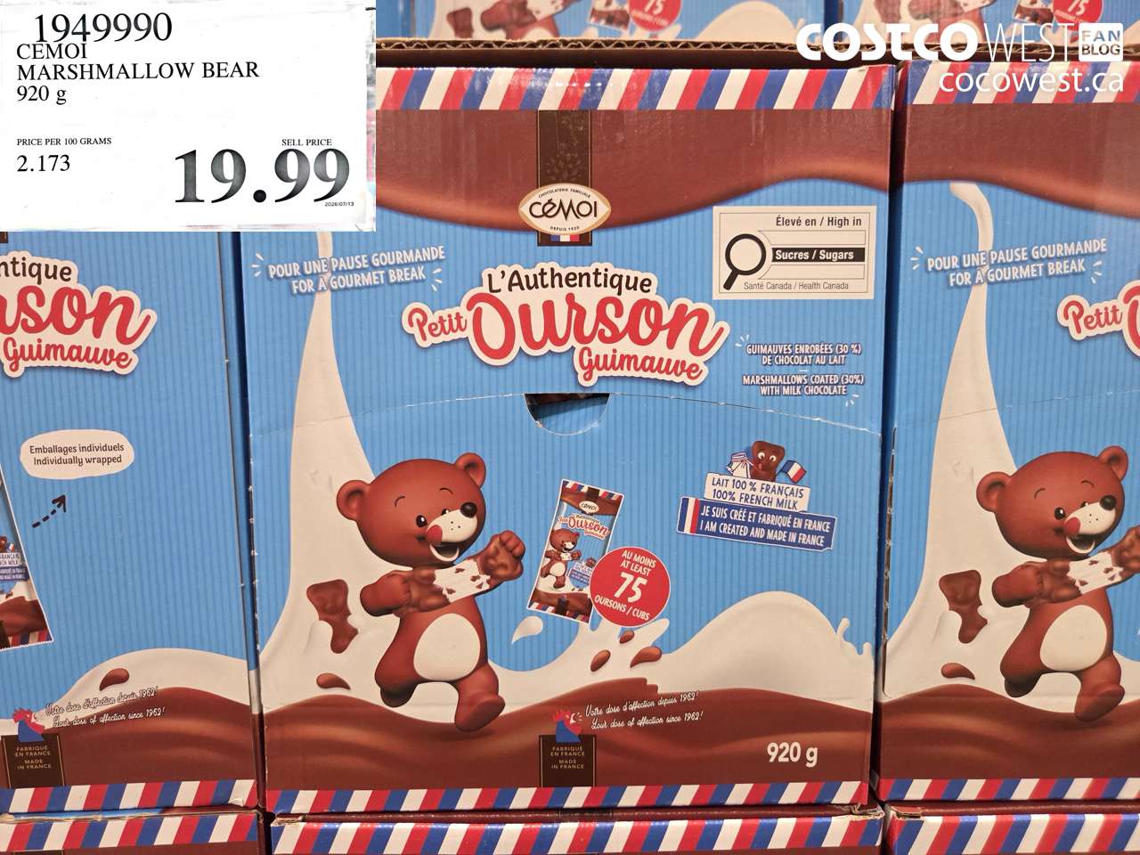 1949990 CEMOI MARSHMALLOW BEAR 920 G $19.99
