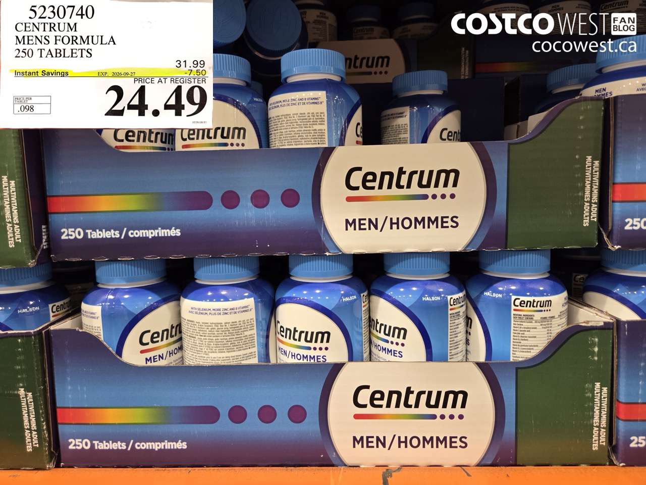 5230740 CENTRUM MENS FORMULA 250 TABLETS ($7.50 INSTANT SAVINGS EXPIRES ON 2026-09-27) $24.49