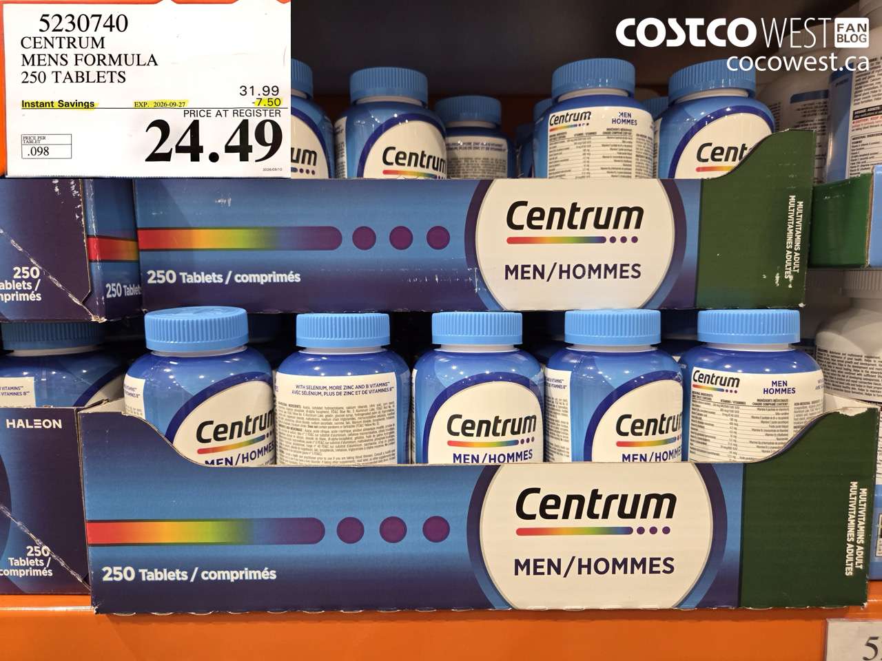 5230740 CENTRUM MENS FORMULA 250 TABLETS ($7.50 INSTANT SAVINGS EXPIRES ON 2026-09-27) $24.49