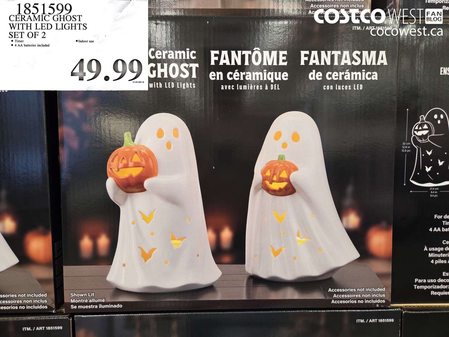 1851599 CERAMIC GHOST WITH LED LIGHTS SET OF 2 $49.99