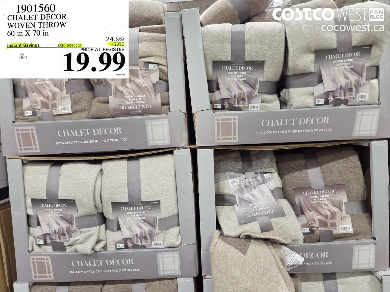 1901560 CHALET DÉCOR WOVEN THROW 60 IN X 70 IN ($5.00 INSTANT SAVINGS EXPIRES ON 2026-10-25) $19.99