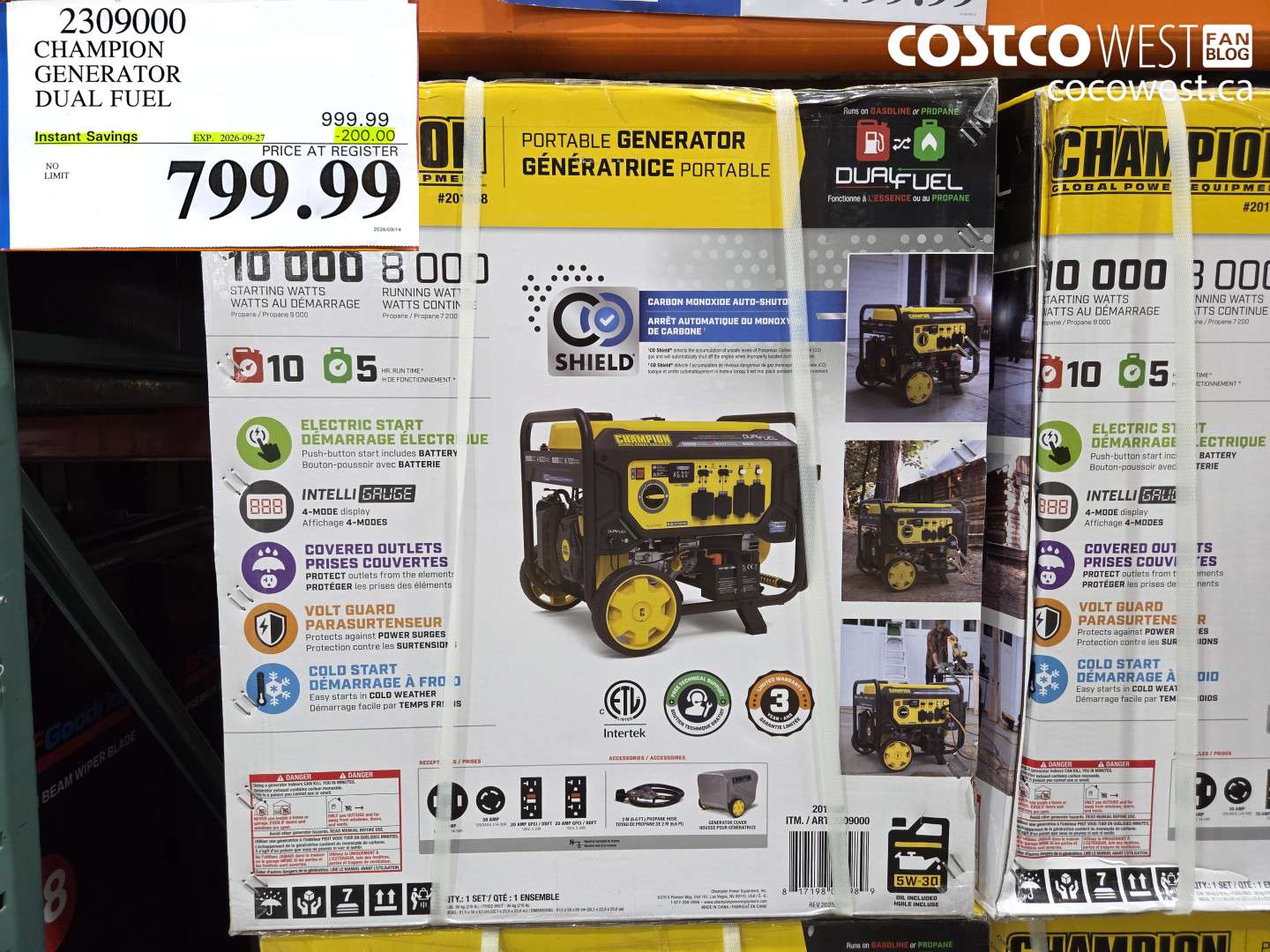2309000 CHAMPION GENERATOR DUAL FUEL ($200.00 INSTANT SAVINGS EXPIRES ON 2026-09-27) $799.99