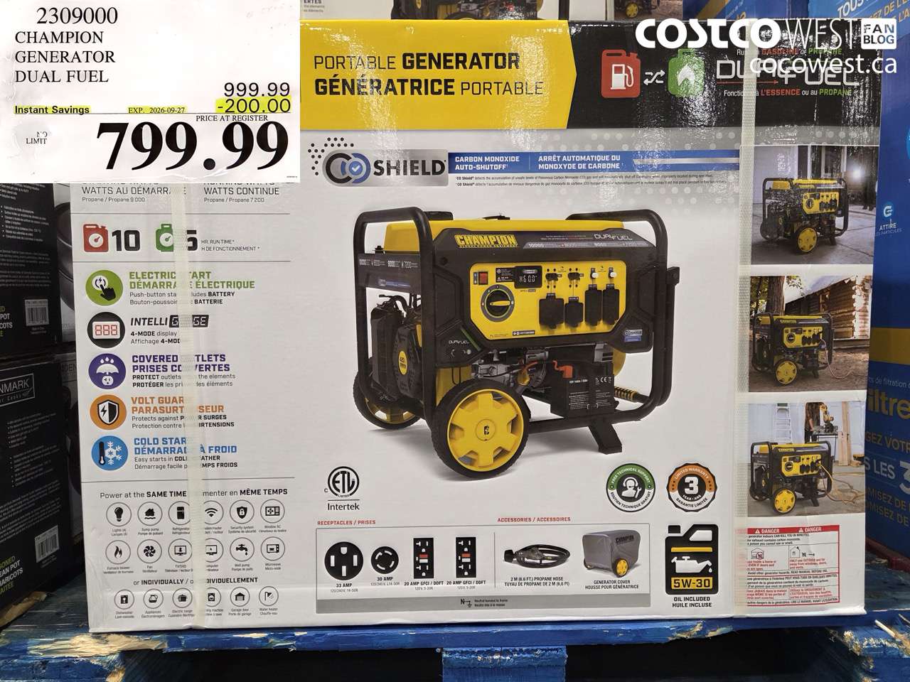 2309000 CHAMPION GENERATOR DUAL FUEL ($200.00 INSTANT SAVINGS EXPIRES ON 2026-09-27) $799.99