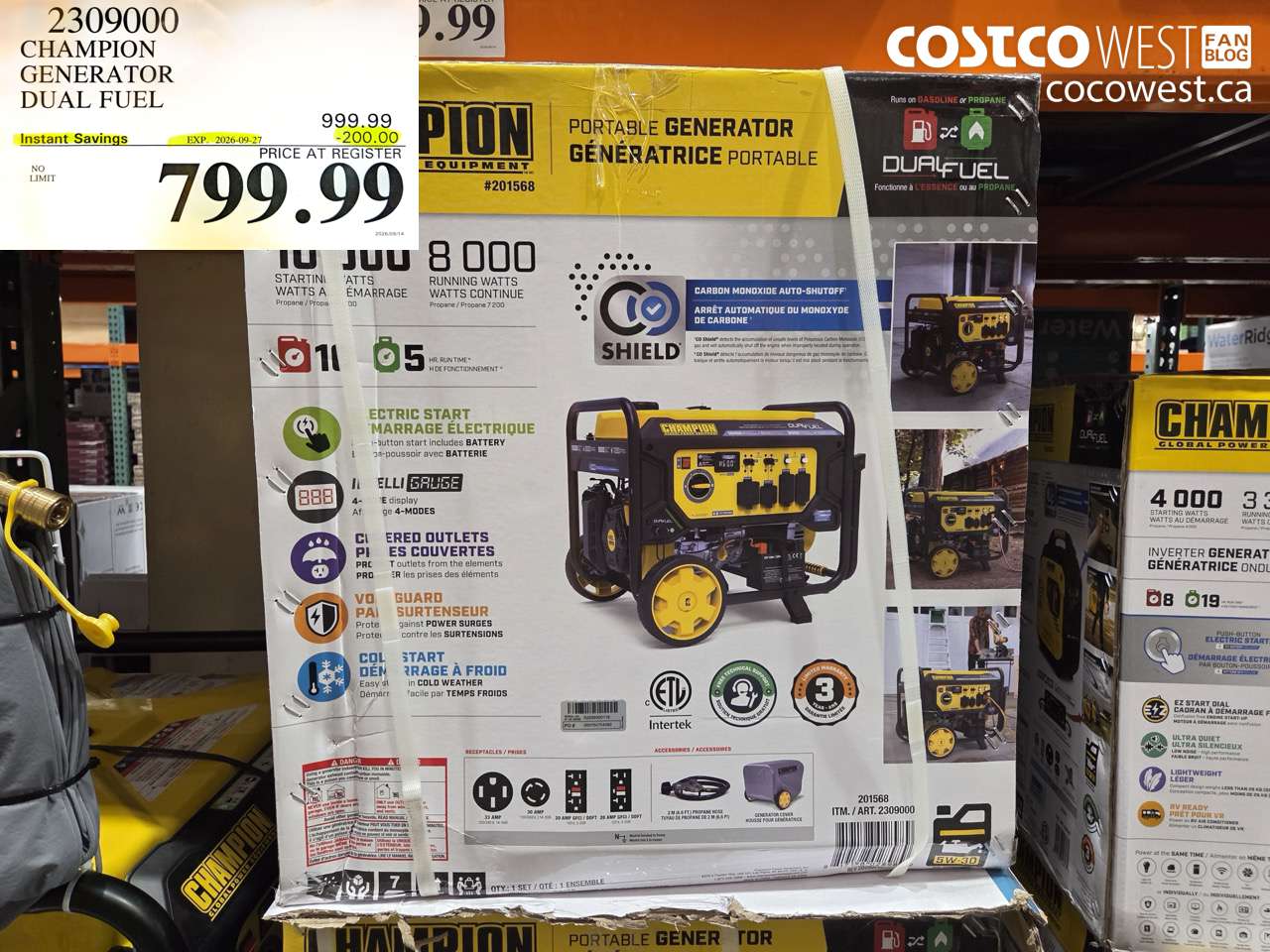 2309000 CHAMPION GENERATOR DUAL FUEL ($200.00 INSTANT SAVINGS EXPIRES ON 2026-09-27) $799.99