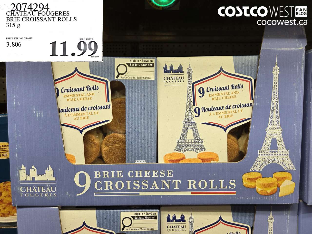 2074294 CHATEAU FOUGERES BRIE CROISSANT ROLLS 315 G $11.99