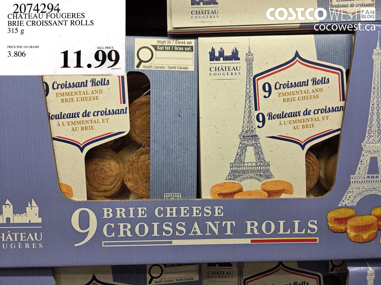 2074294 CHATEAU FOUGERES BRIE CROISSANT ROLLS 315 G $11.99