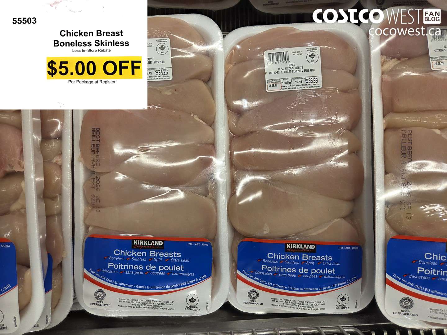 55503 CHICKEN BREAST BONELESS SKINLESS ($5.00 INSTANT SAVINGS)