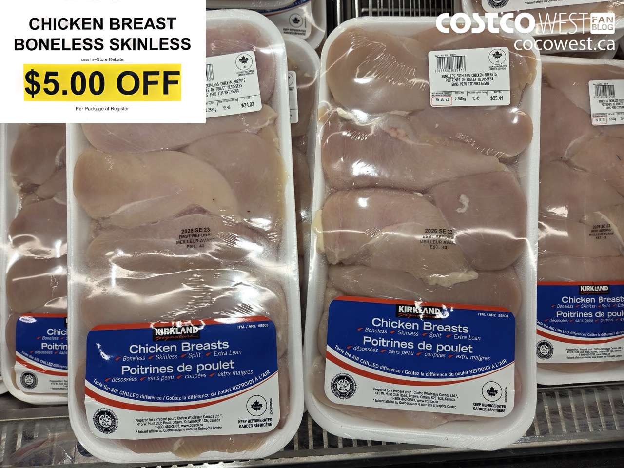 55503 CHICKEN BREAST BONELESS SKINLESS ($5.00 INSTANT SAVINGS)