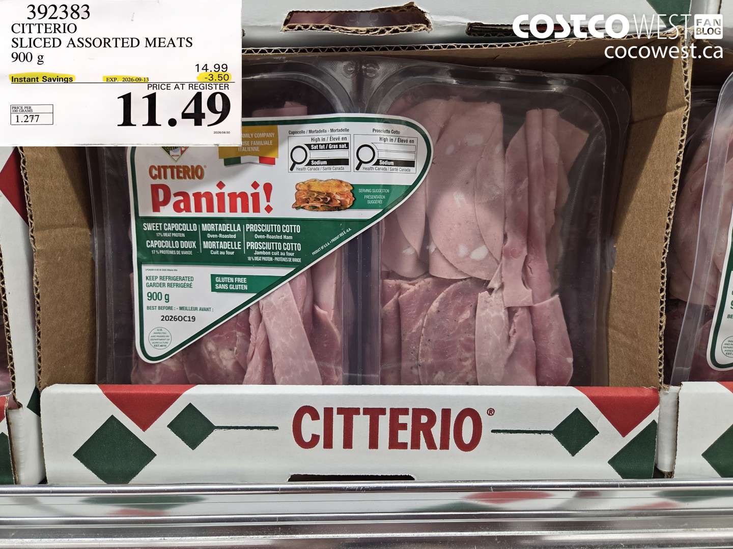 392383 CITTERIO SLICED ASSORTED MEATS 900 G ($3.50 INSTANT SAVINGS EXPIRES ON 2026-09-13) $11.49