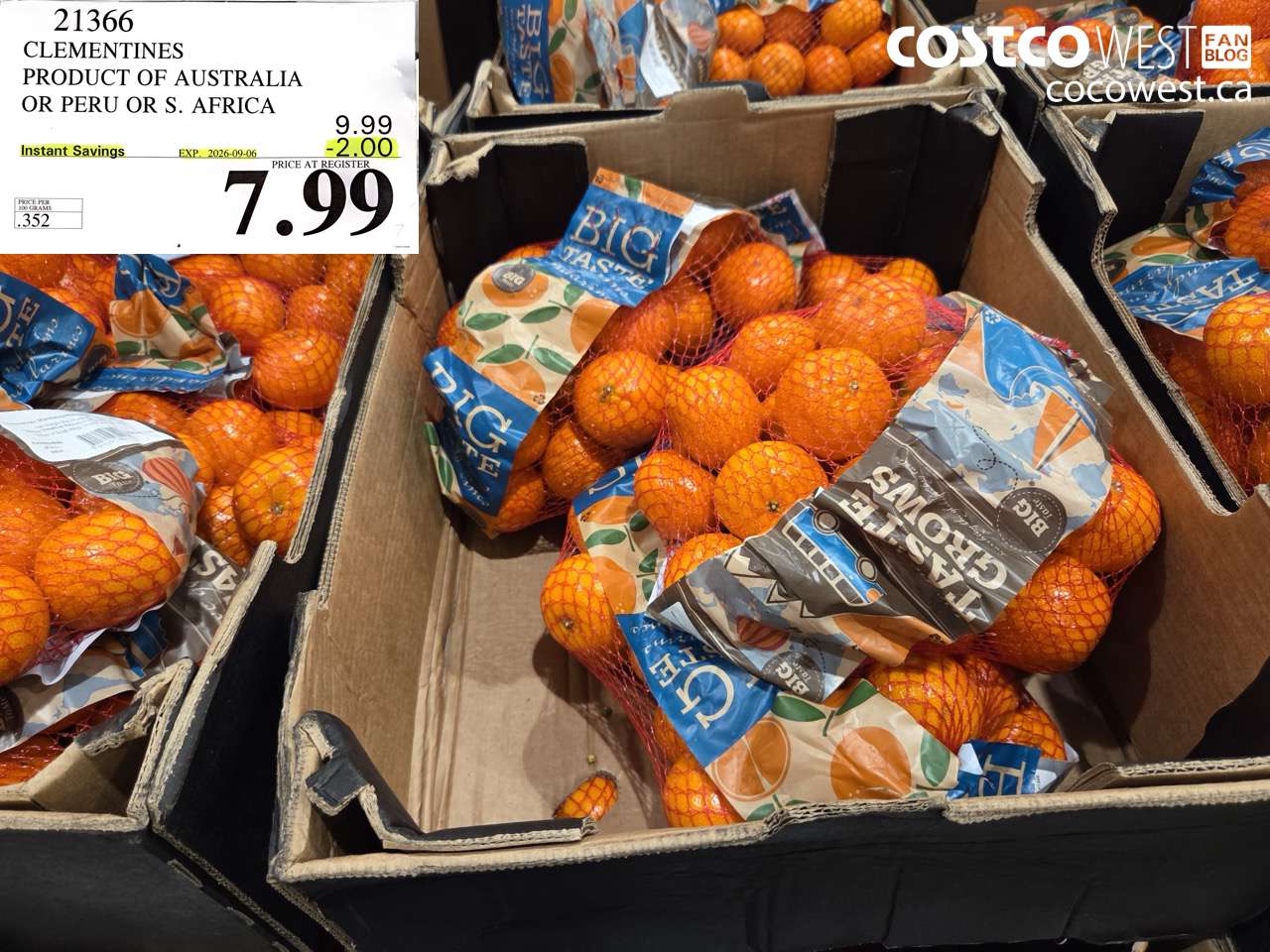 21366 CLEMENTINES PRODUCT OF AUSTRALIA OR PERU OR S. AFRICA ($2.00 INSTANT SAVINGS EXPIRES ON 2026-09-06) $7.99