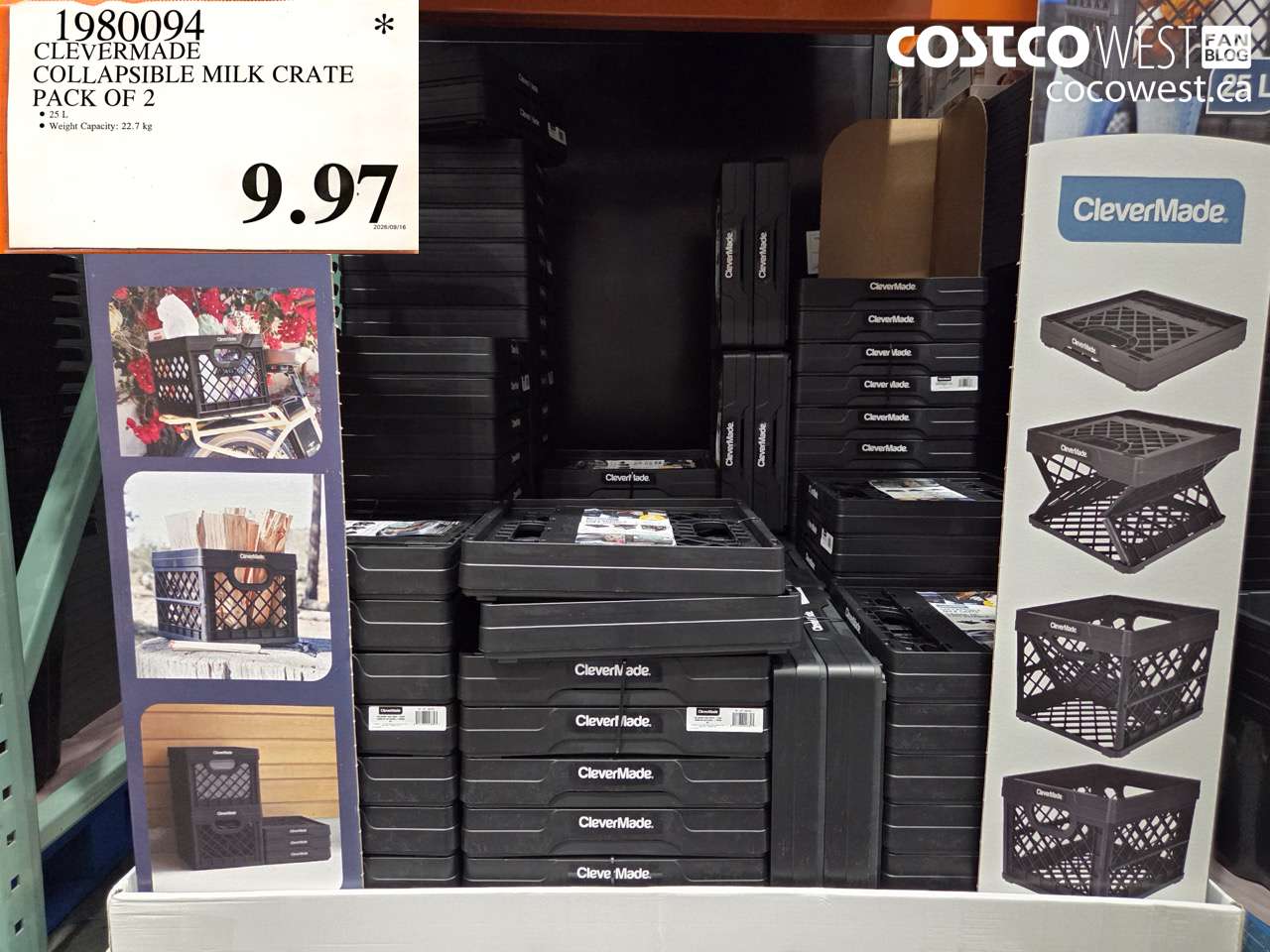 1980094 CLEVERMADE COLLAPSIBLE MILK CRATE PACK OF 2 $9.97