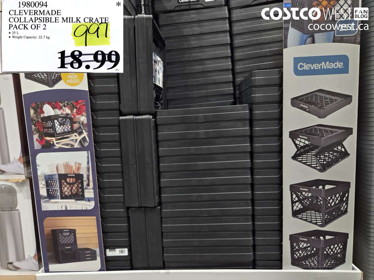 1980094 CLEVERMADE COLLAPSIBLE MILK CRATE PACK OF 2 $9.97