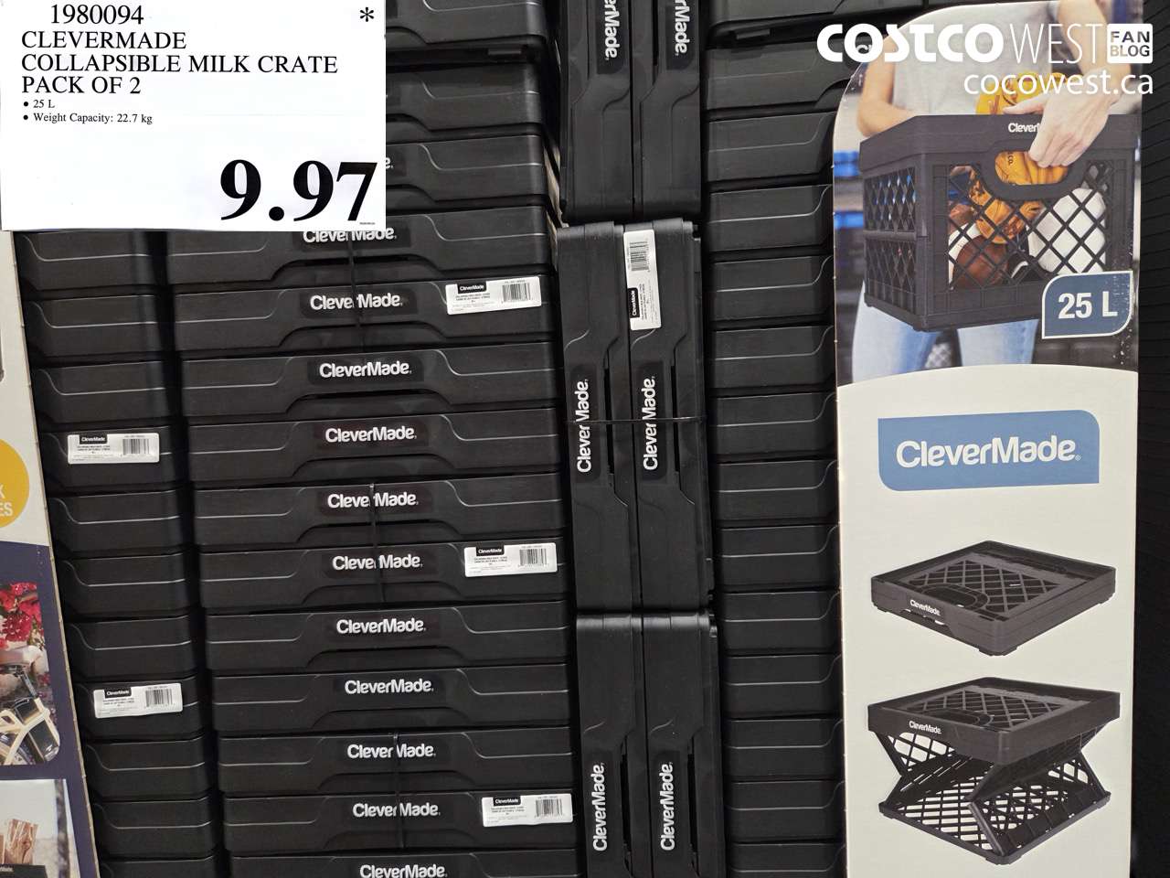 1980094 CLEVERMADE COLLAPSIBLE MILK CRATE PACK OF 2 $9.97