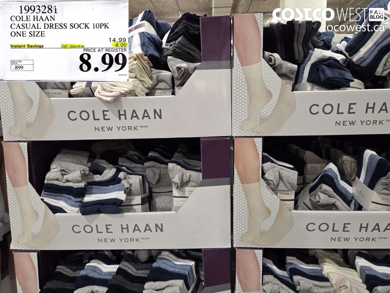 1993281 COLE HAAN CASUAL DRESS SOCK 10PK ONE SIZE ($6.00 INSTANT SAVINGS EXPIRES ON 2026-09-06) $8.99