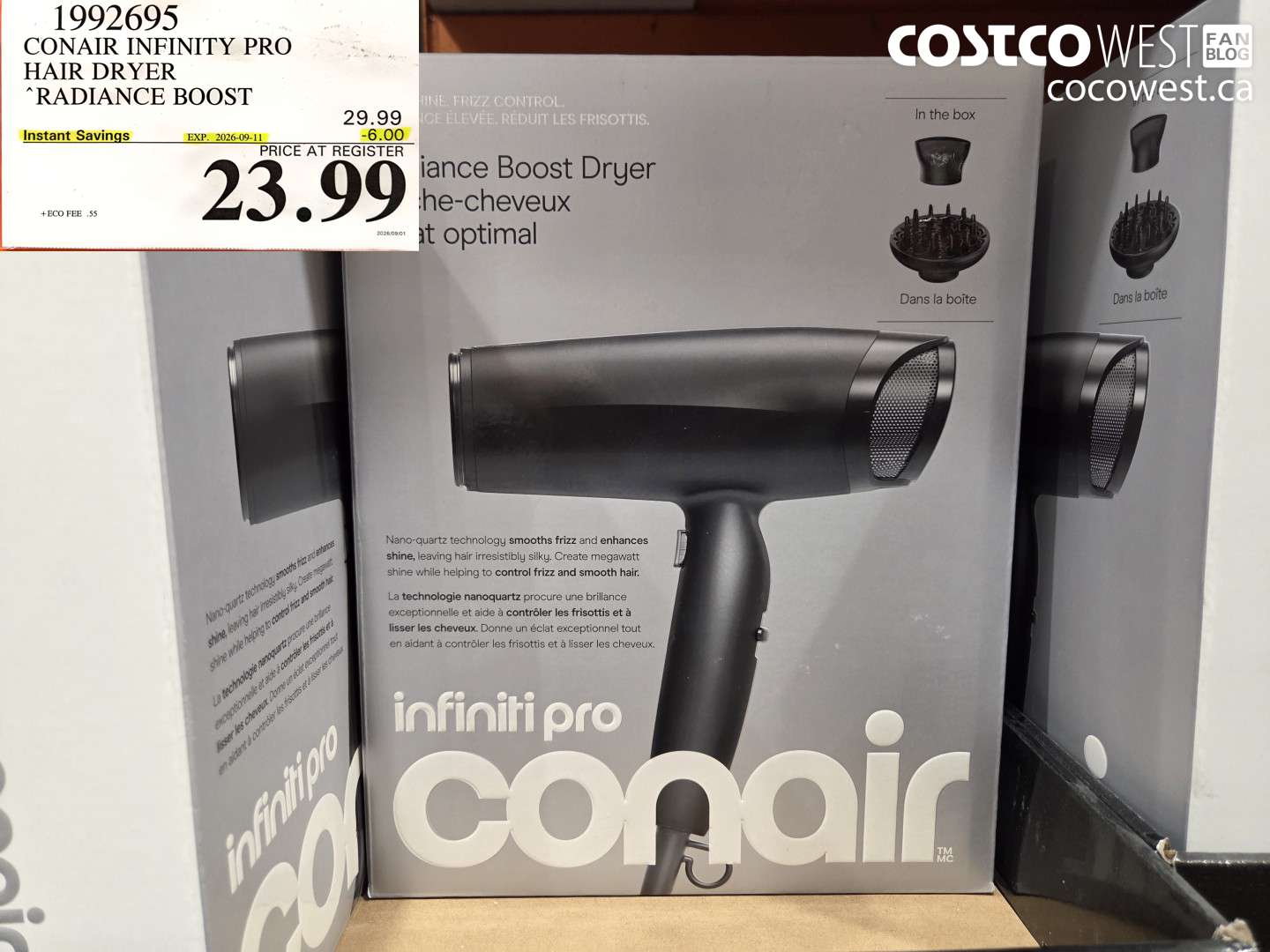 1992695 CONAIR INFINITY PRO HAIR DRYER RADIANCE BOOST ($6.00 INSTANT SAVINGS EXPIRES ON 2026-09-11) $23.99