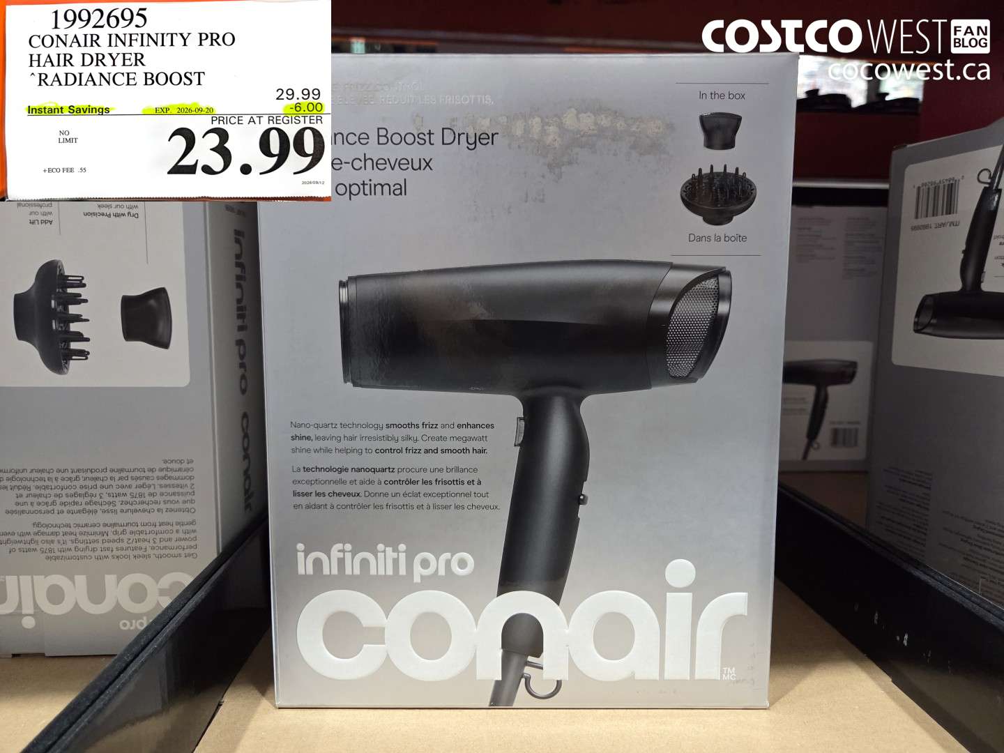 1992695 CONAIR INFINITY PRO HAIR DRYER RADIANCE BOOST ($6.00 INSTANT SAVINGS EXPIRES ON 2026-09-20) $23.99