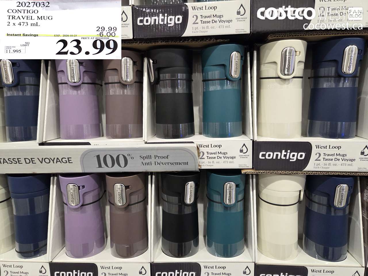 2027032 CONTIGO TRAVEL MUG 2 X 473 ML ($6.00 INSTANT SAVINGS EXPIRES ON 2026-10-25) $23.99