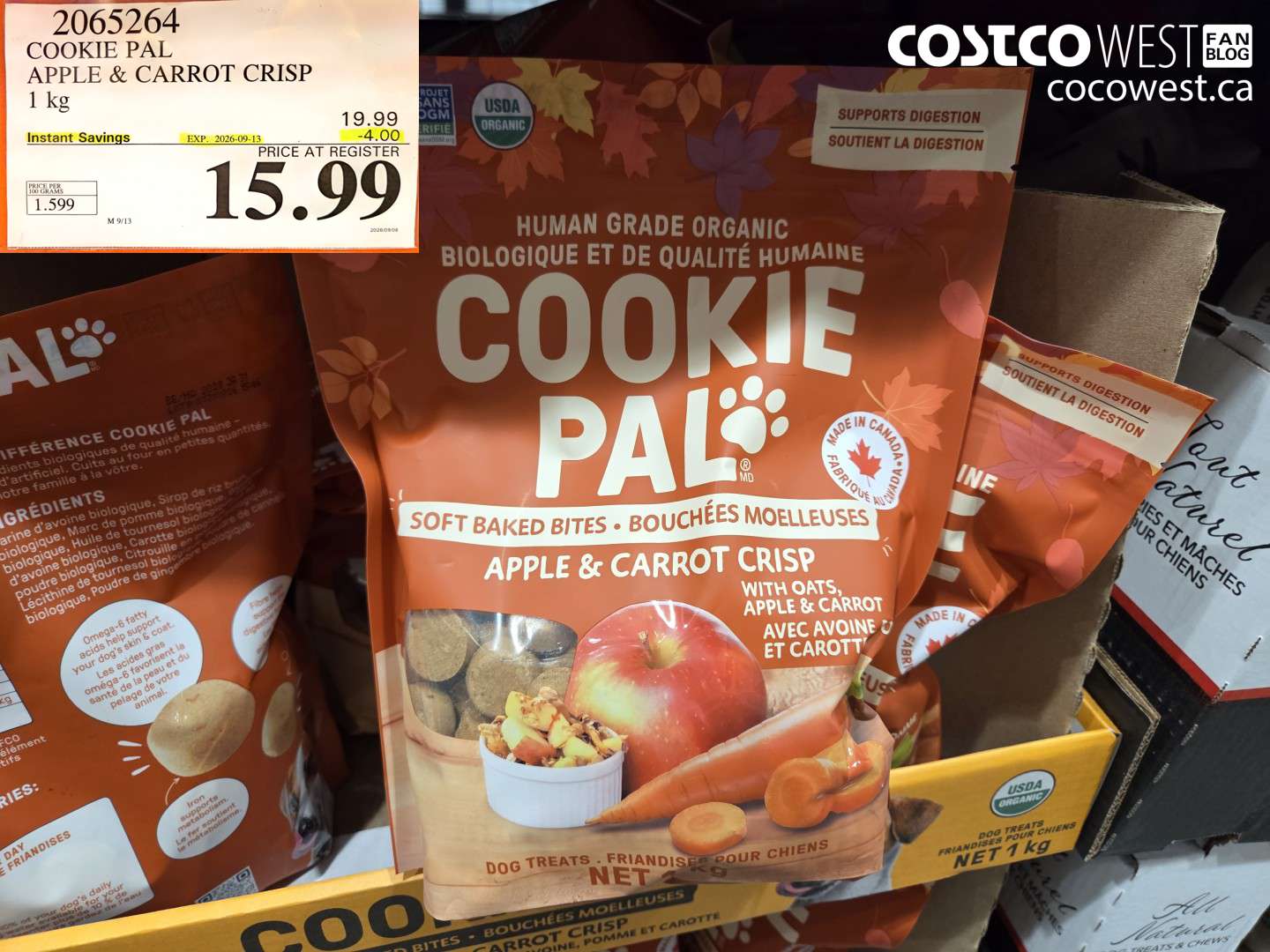 2065264 COOKIE PAL APPLE & CARROT CRISP 1 KG ($4.00 INSTANT SAVINGS EXPIRES ON 2026-09-13) $15.99