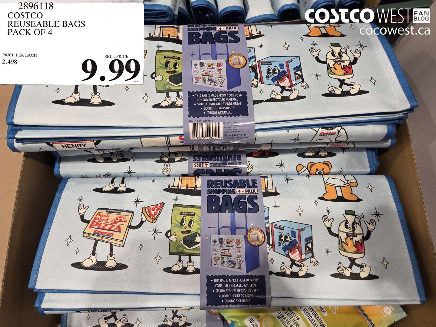 2896118 COSTCO REUSEABLE BAGS PACK OF 4 $9.99