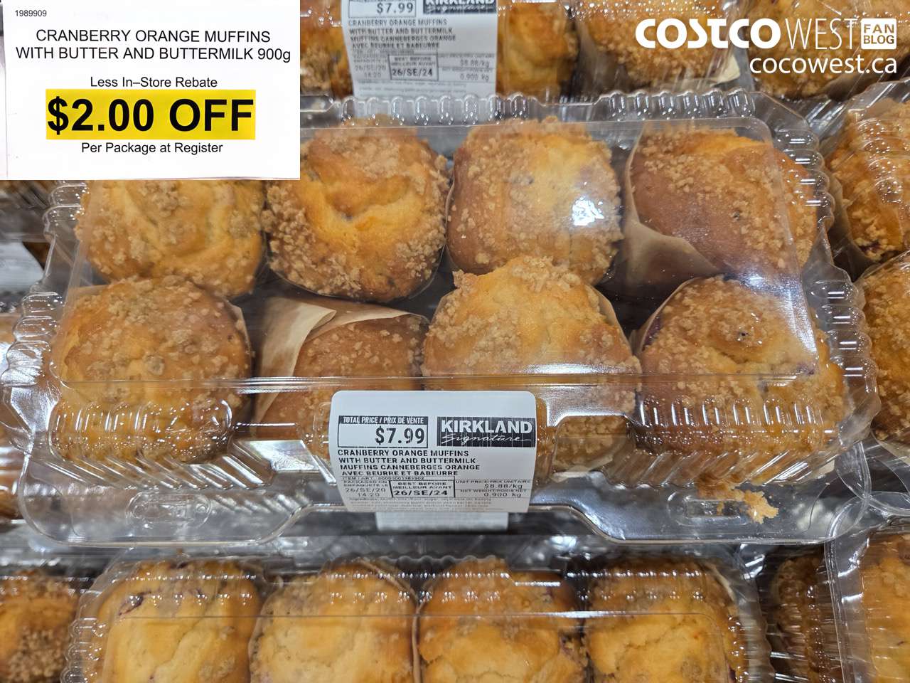 1989909 CRANBERRY ORANGE MUFFINS WITH BUTTER AND BUTTERMILK 900G ($2.00 INSTANT SAVINGS)
