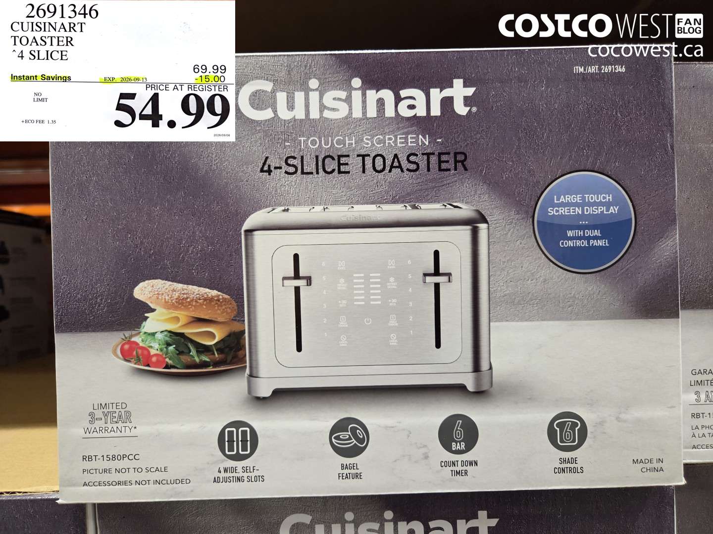 2691346 CUISINART TOASTER 4 SLICE ($15.00 INSTANT SAVINGS EXPIRES ON 2026-09-13) $54.99