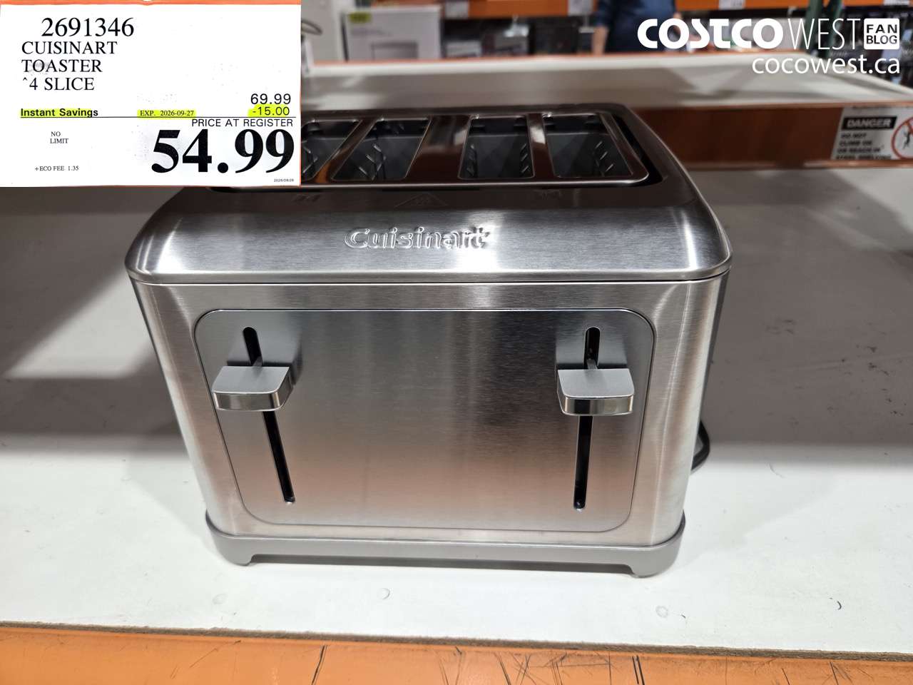 2691346 CUISINART TOASTER 4 SLICE ($15.00 INSTANT SAVINGS EXPIRES ON 2026-09-27) $54.99