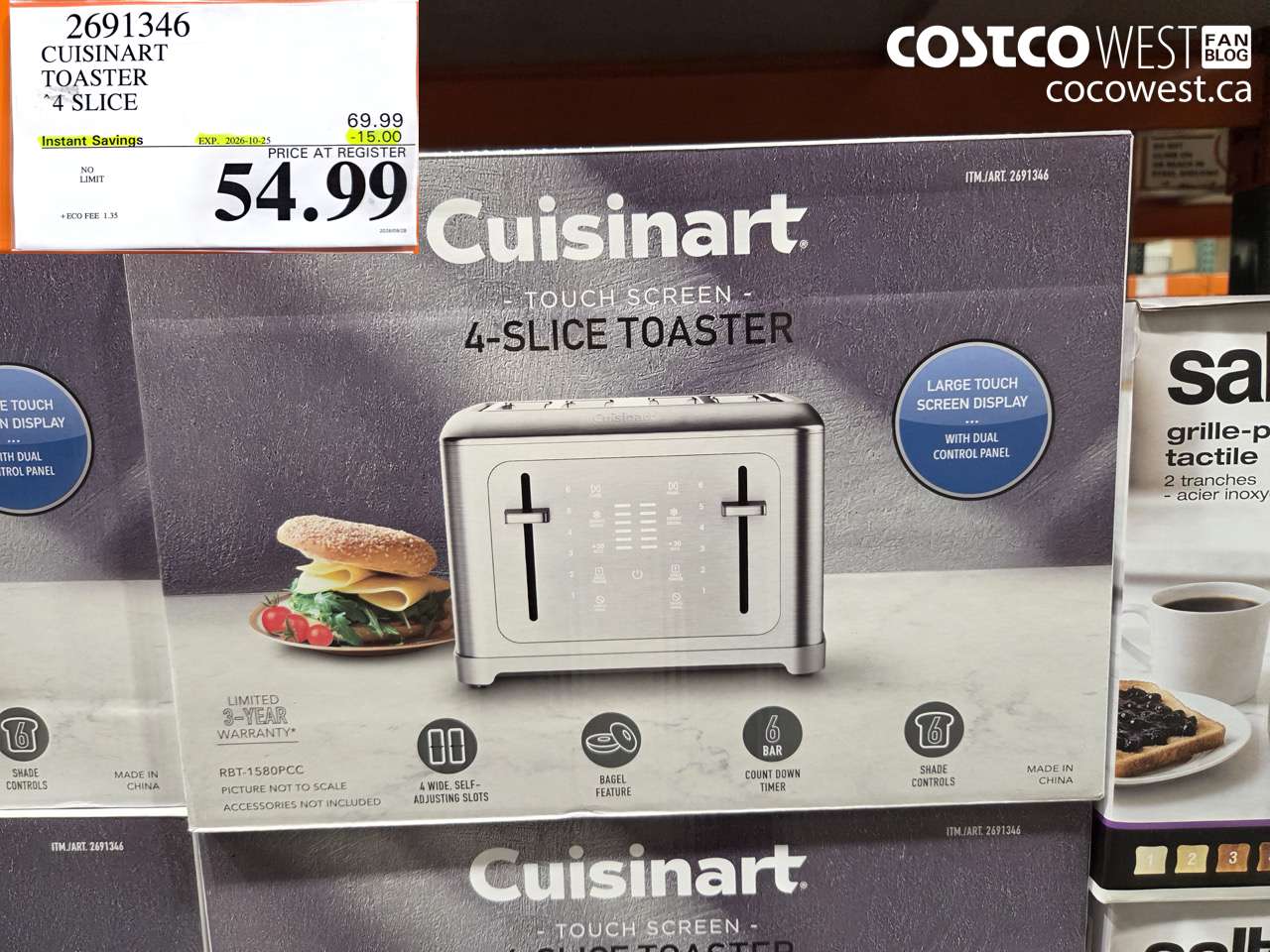 2691346 CUISINART TOASTER 4 SLICE ($15.00 INSTANT SAVINGS EXPIRES ON 2026-10-25) $54.99
