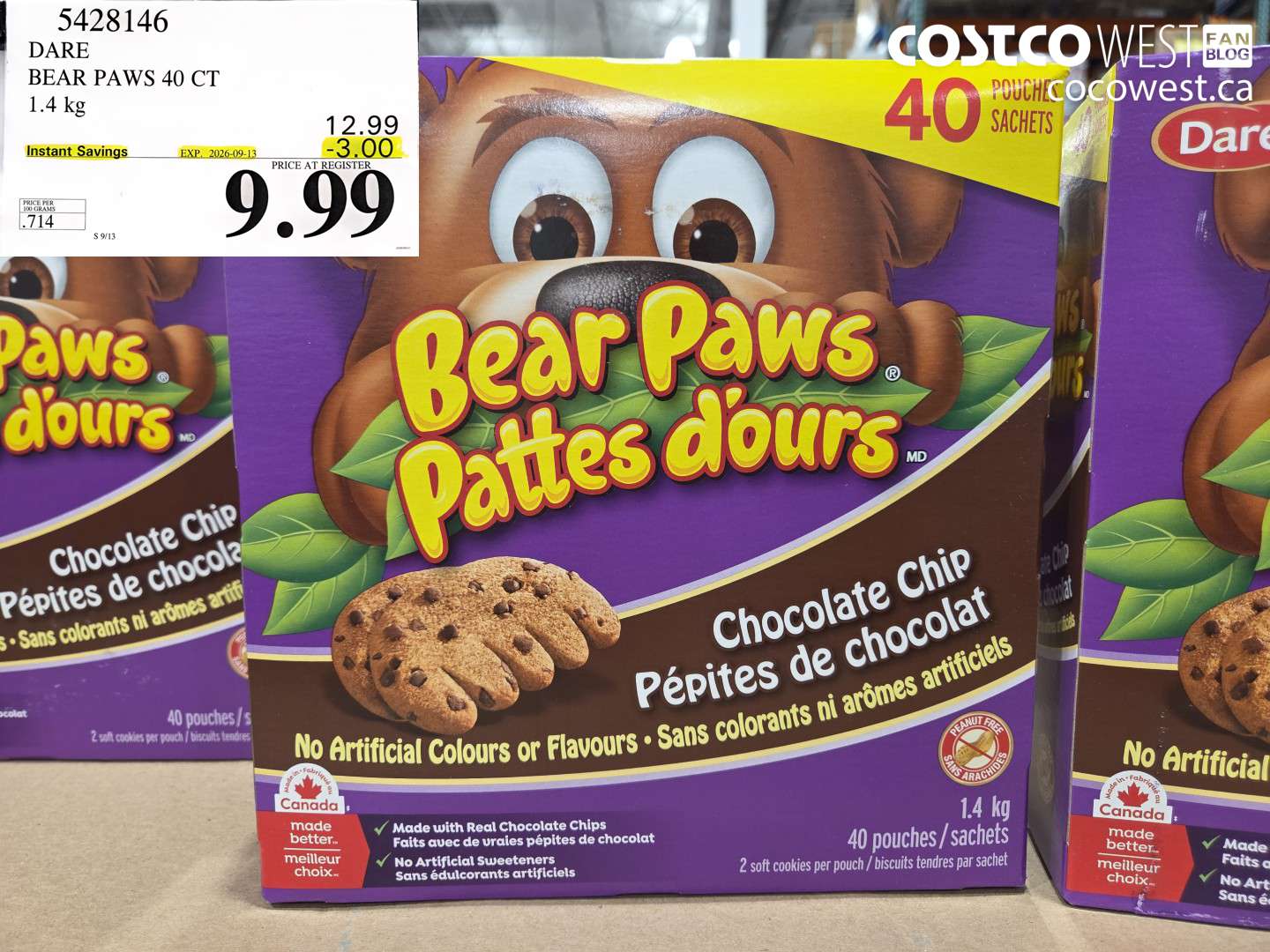 5428146 DARE BEAR PAWS 40 CT 1.4 KG ($3.00 INSTANT SAVINGS EXPIRES ON 2026-09-13) $9.99