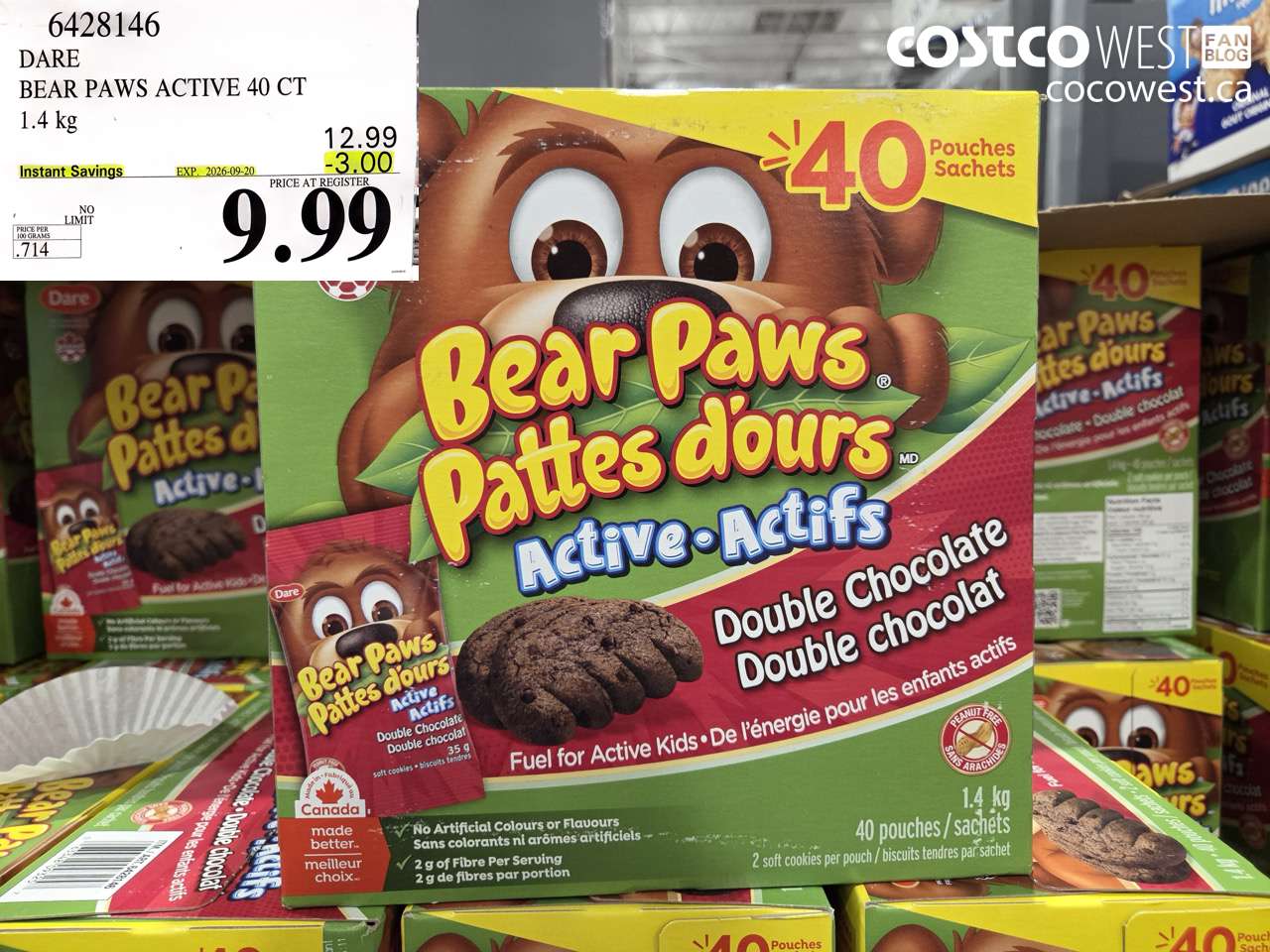 6428146 DARE BEAR PAWS ACTIVE 40 CT 1.4 KG ($3.00 INSTANT SAVINGS EXPIRES ON 2026-09-20) $9.99
